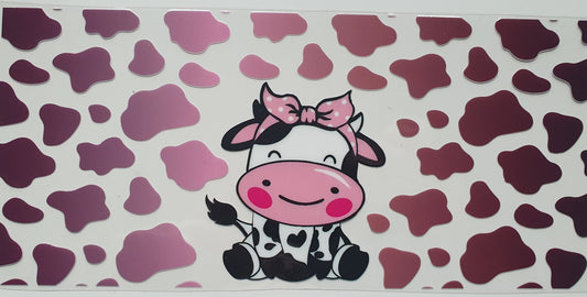 16oz liberty glass cup with uvdft wrap cute cow